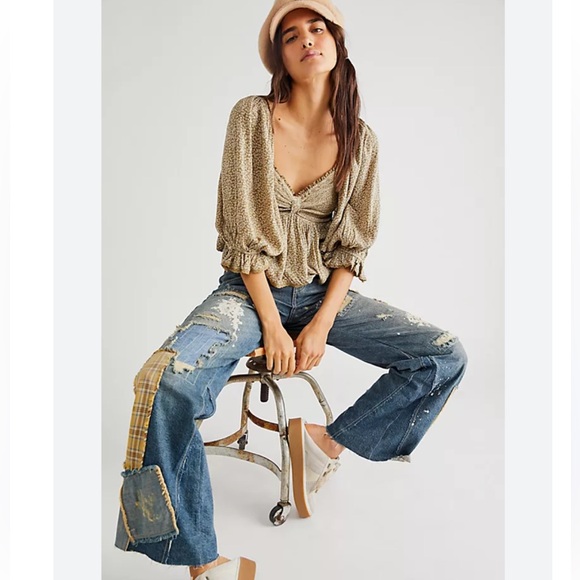 Free People Tan Blouse - Picture 1 of 2